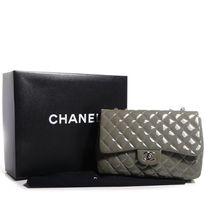 Chanel Patent Quilted Jumbo Single Flap Grey 9 of 9