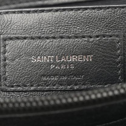 Saint Laurent Sheepskin Matelasse Chevron Monogram Monochrome Large College Satchel Black 6 of 12