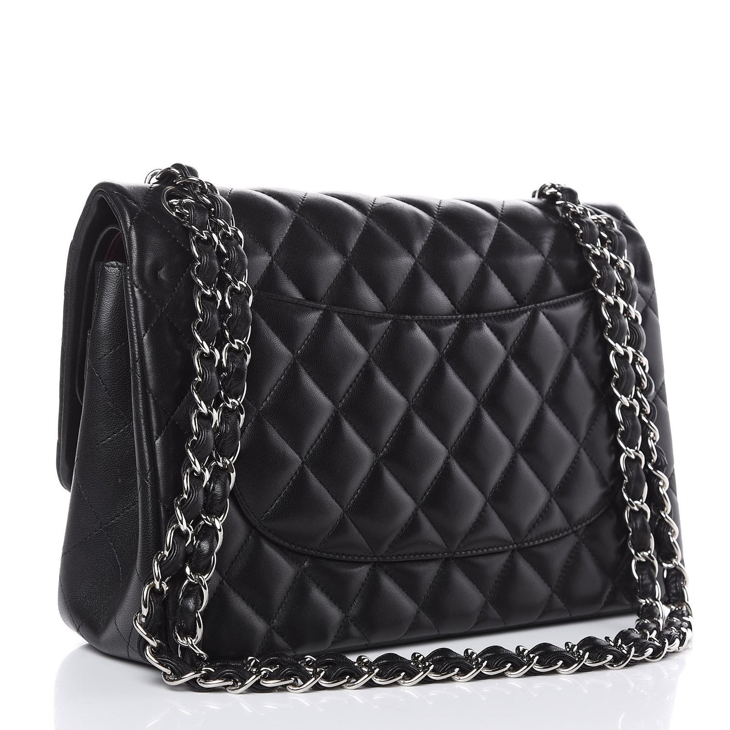 Lambskin Quilted Jumbo Double Flap Black