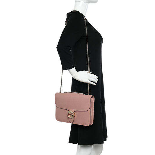 Dollar Calfskin Interlocking G Shoulder Bag Soft Pink