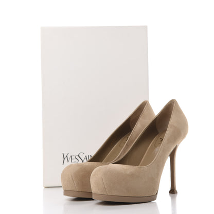 Saint Laurent Suede Tribtoo 105 Platform Pumps 36.5 Beige 8 of 11