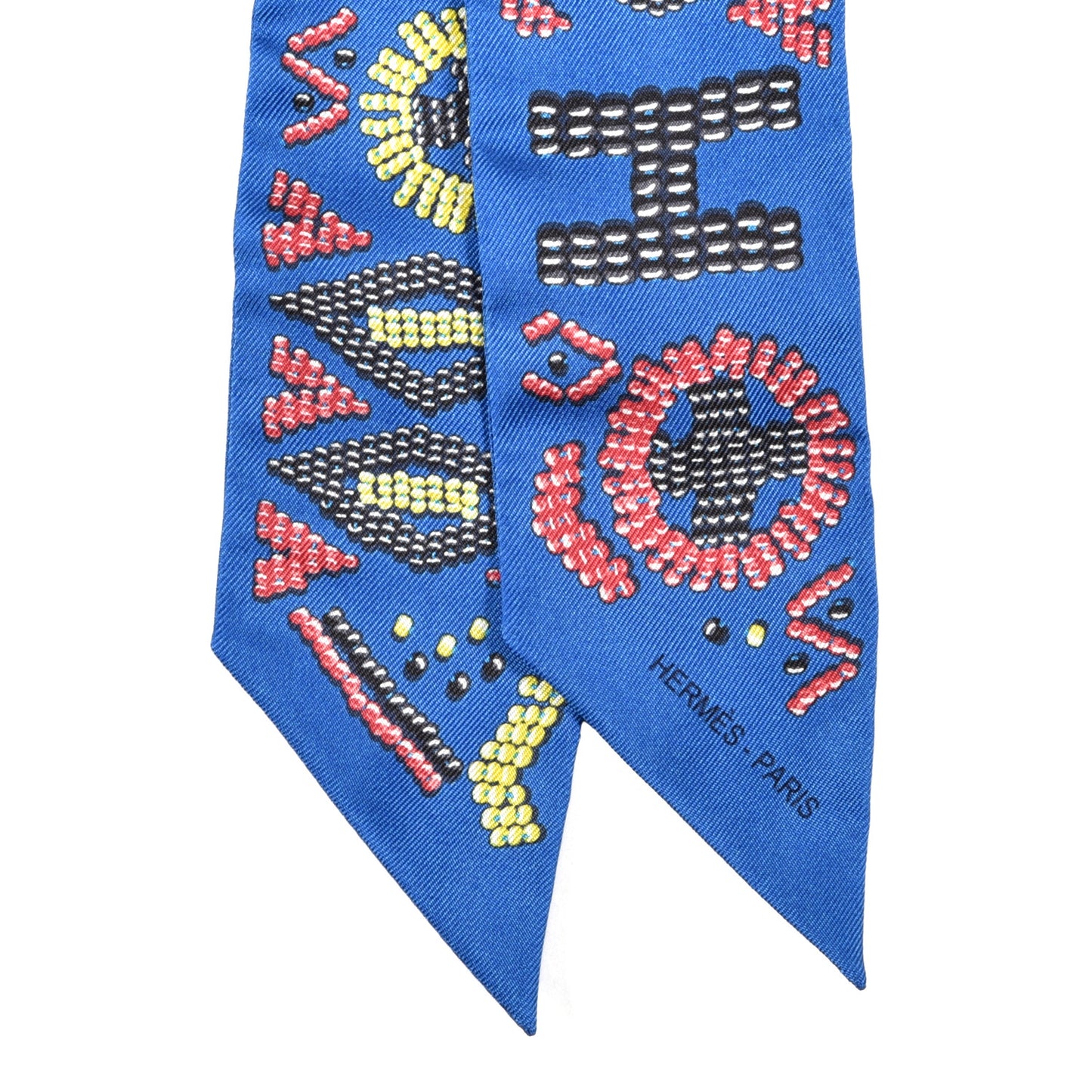 Silk Kelly En Perles Twilly Bleu Royal Jaune Framboise