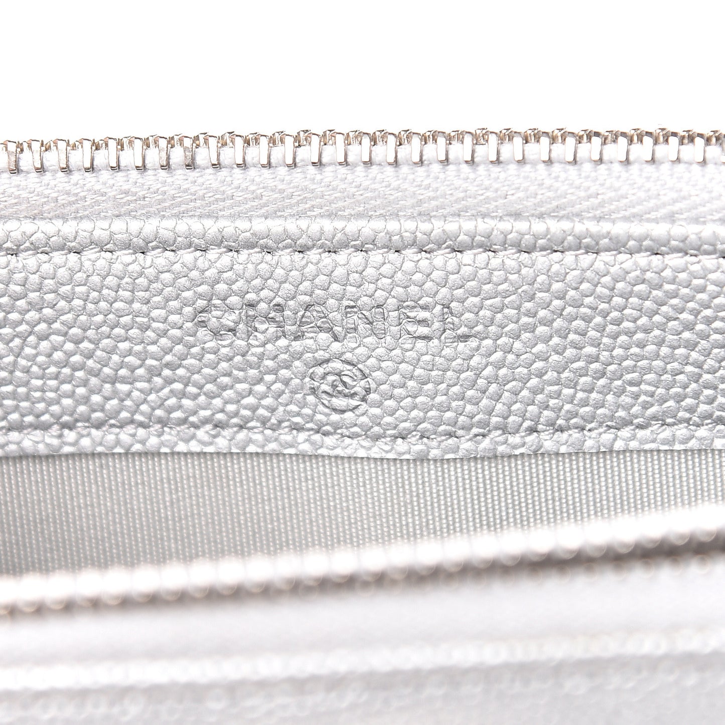 Metallic Caviar Chevron Quilted Small Vintage Mademoiselle Clutch With Chain Silver
