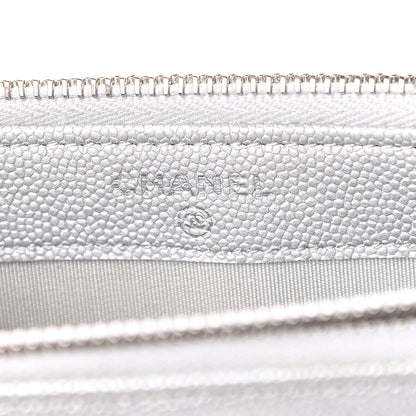 Chanel Metallic Caviar Chevron Quilted Small Vintage Mademoiselle Clutch With Chain Silver 7 of 14