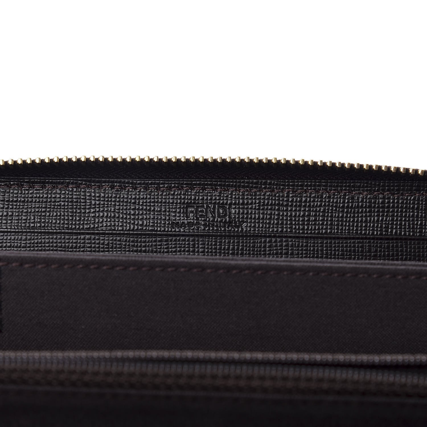 Fendi Zucca Spalmati Vitello Elite Zip Around Wallet Tobacco Ebano 6 of 7