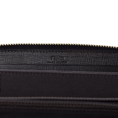 Fendi Zucca Spalmati Vitello Elite Zip Around Wallet Tobacco Ebano 6 of 7