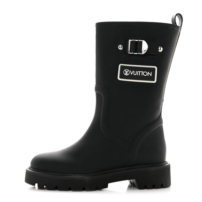 Louis Vuitton Rubber Calfskin Territory Flat Boots 36 Black 1 of 8