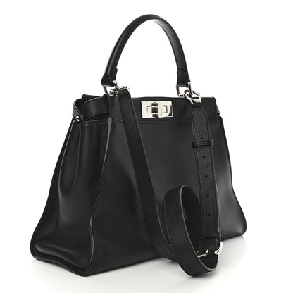 Fendi Vitello Seta Snakeskin Crocodile Monster Eyes Medium Peekaboo Iconic Satchel Black Girasole 3 of 11