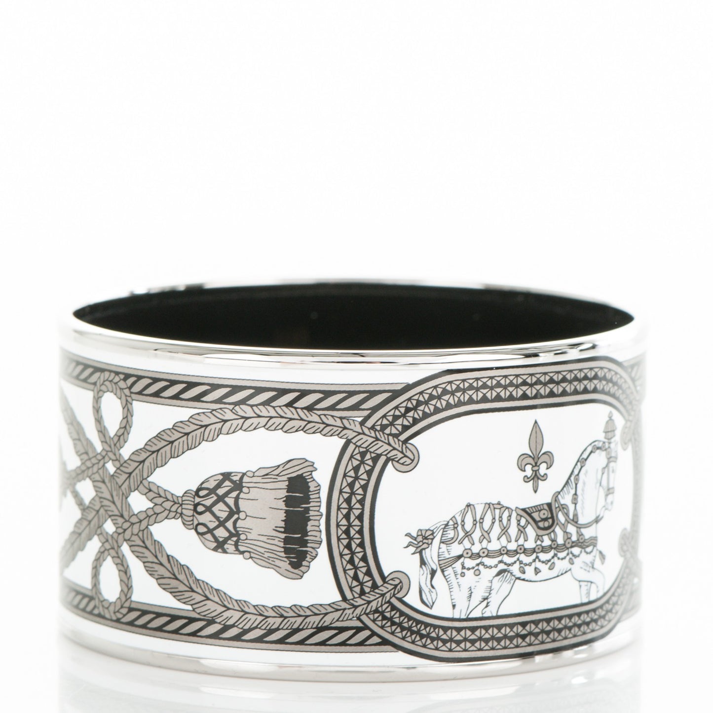 Enamel Printed Grand Apparat Extra Wide Bracelet 65 White