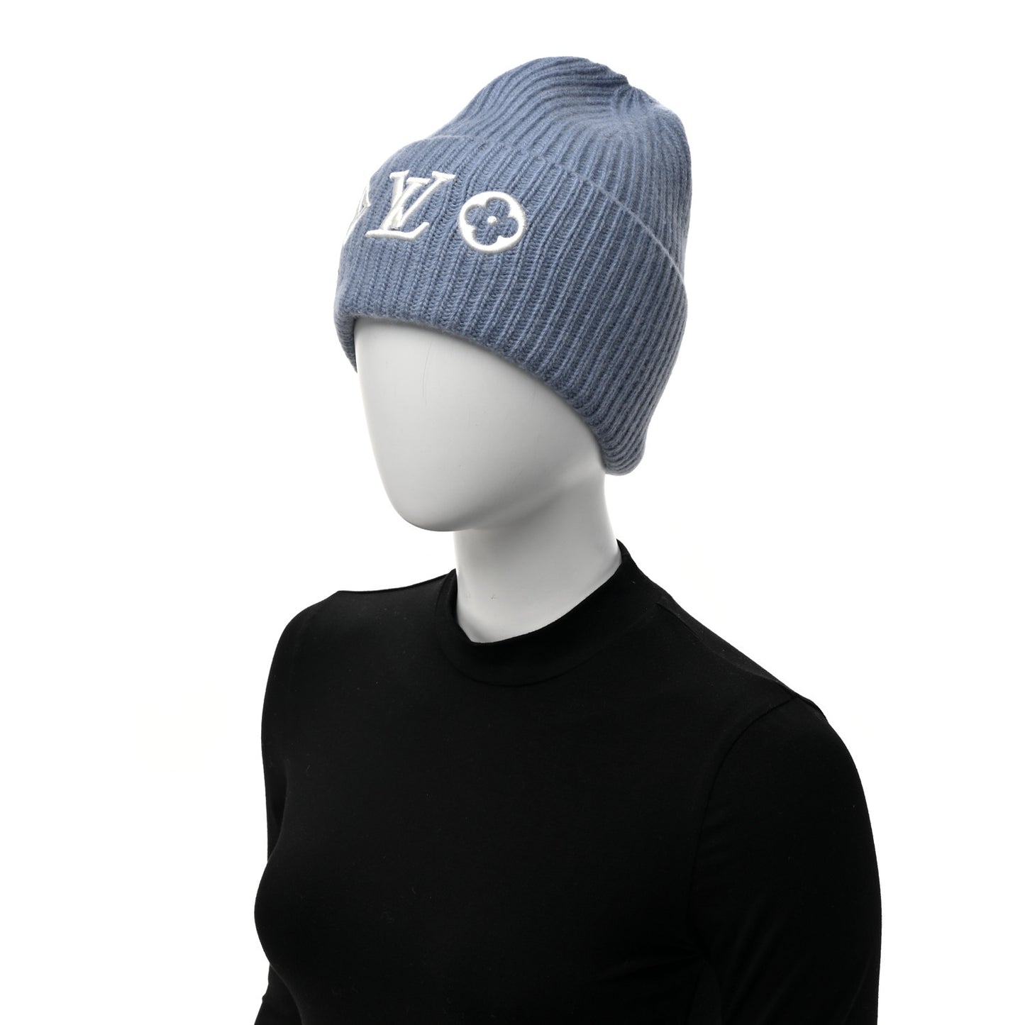 Wool Monogram LV Headline Beanie Hat S Light Blue