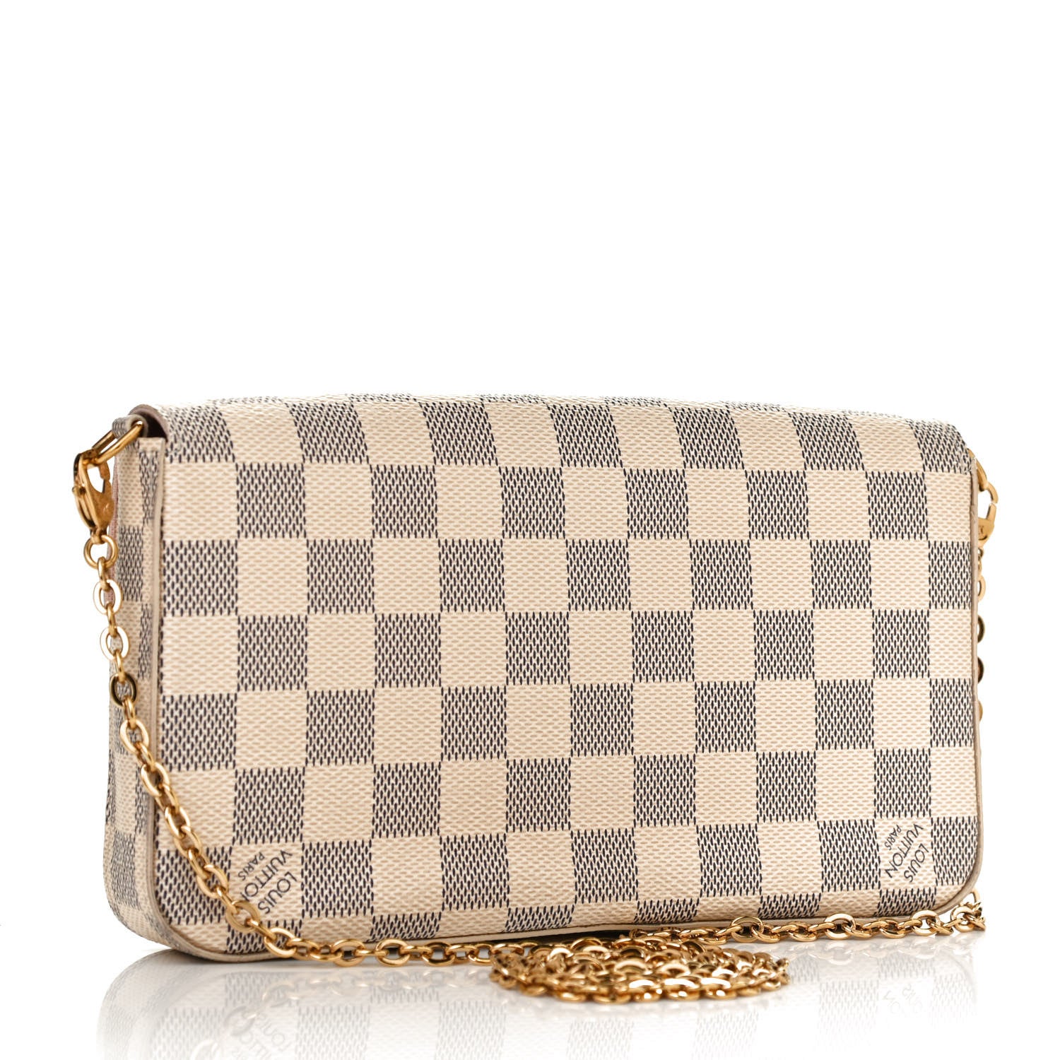 Louis Vuitton Damier Azur Pochette Felicie Chain Wallet Rose Ballerine 3 of 9