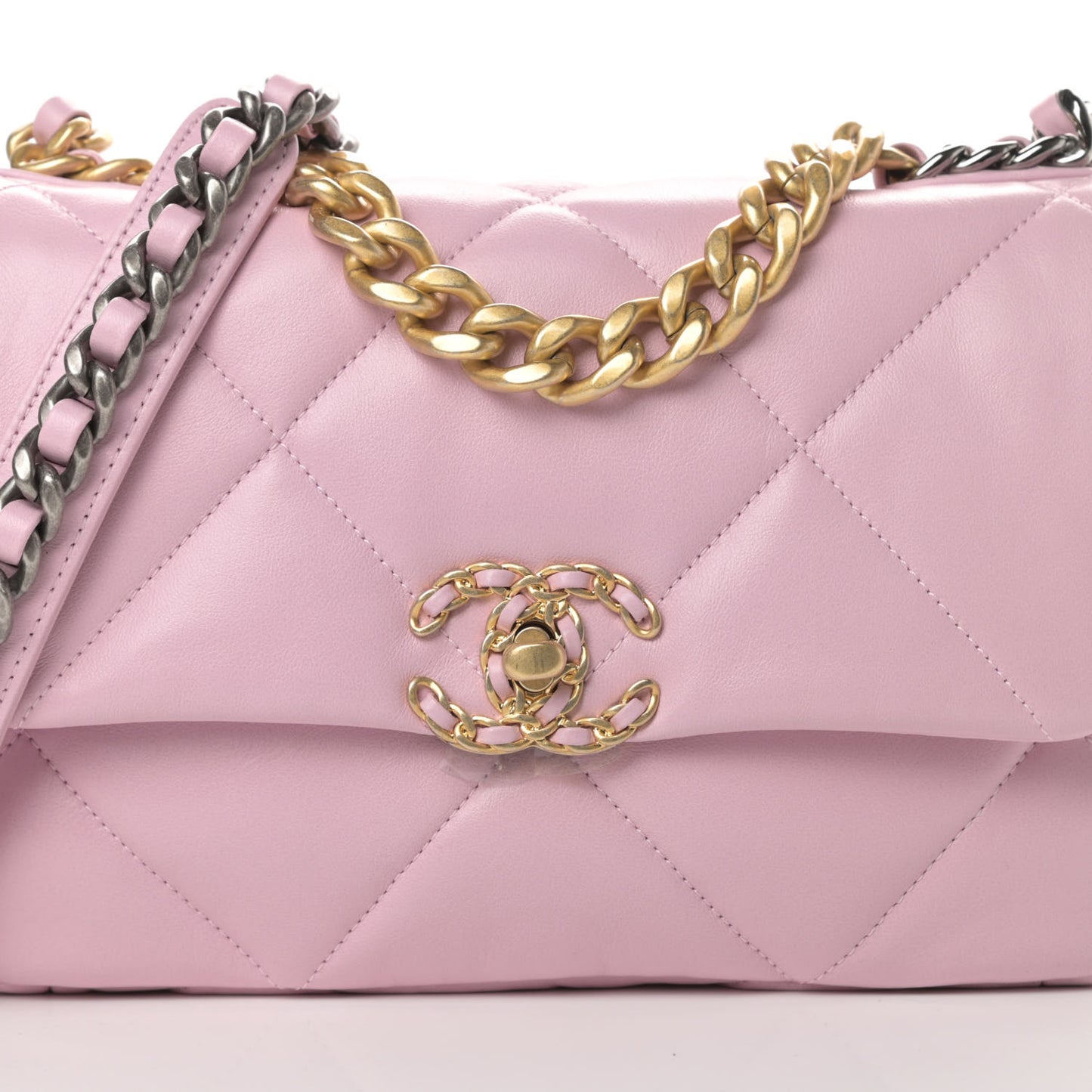 Lambskin Quilted Medium Chanel 19 Flap Light Pink