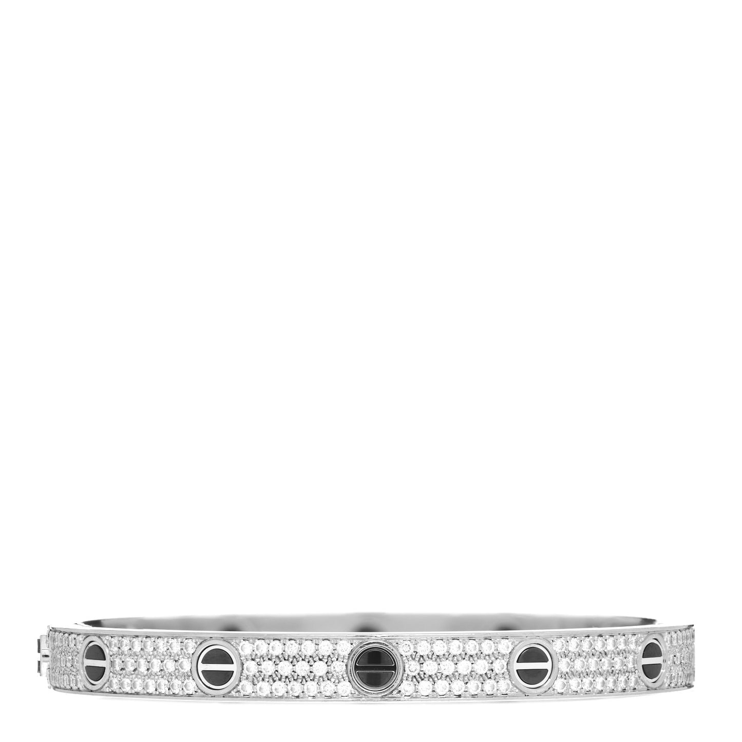 18K White Gold Diamond Ceramic LOVE Paved Bracelet 18