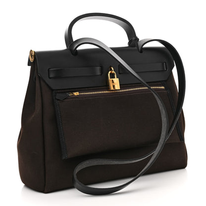 Hermes Military Toile Vache Hunter Herbag Zip Retourne 31 PM Black Ebene 4 of 10