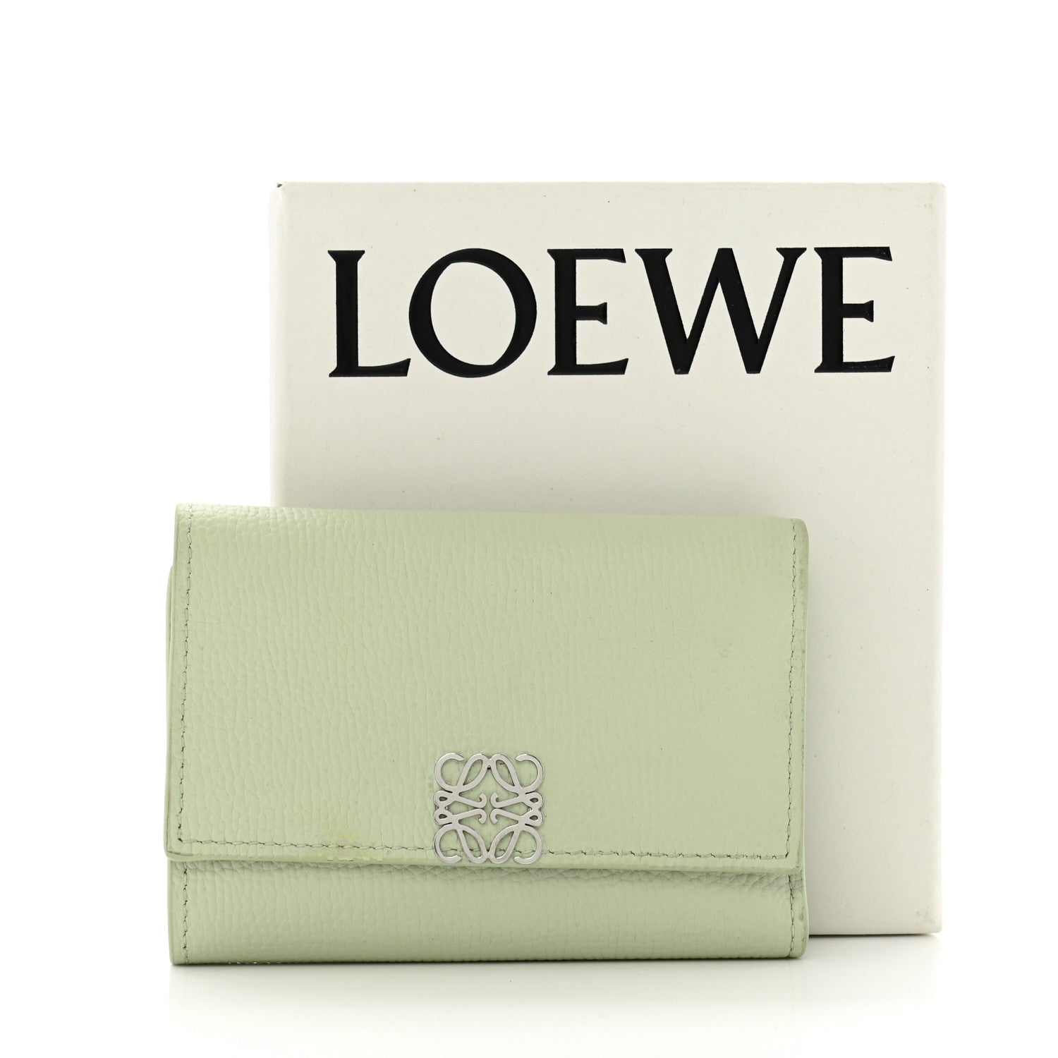 Loewe Pebble Grain Calfskin Anagram Small Vertical Wallet Green 10 of 10