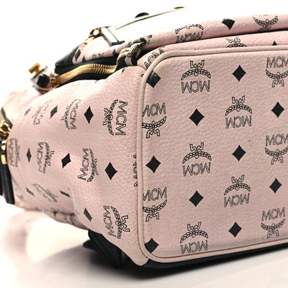 MCM Visetos Studded Dual Stark Backpack Chalk Pink Black 8 of 12