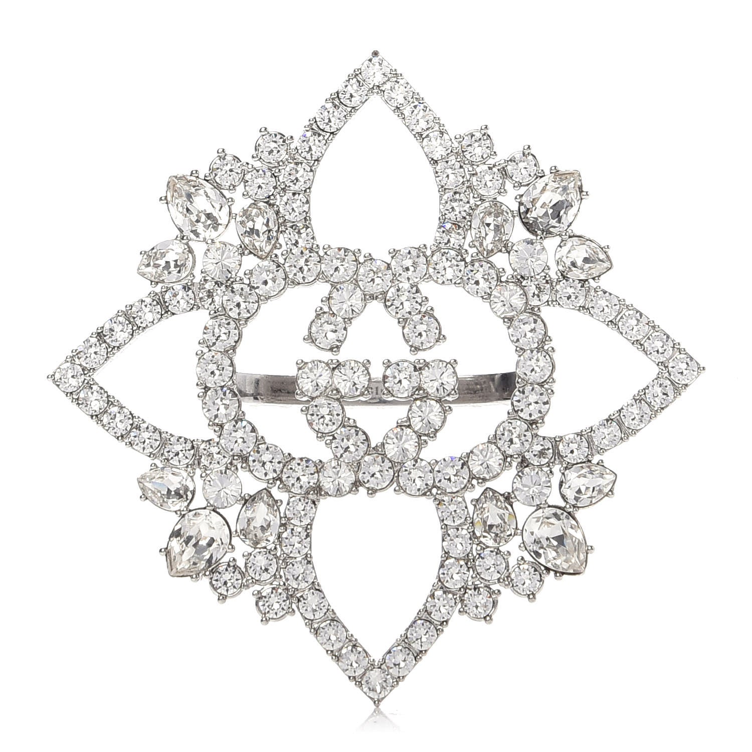 Gucci Metal Crystal Double G Ring Silver 1 of 5