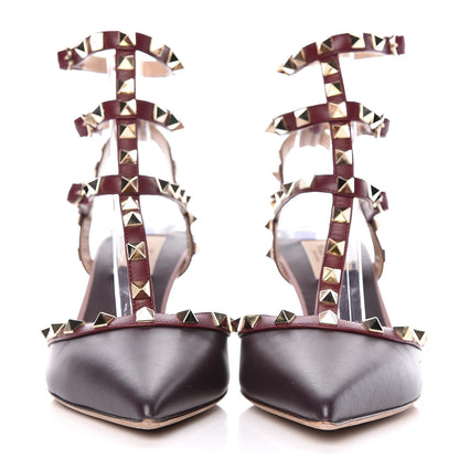 Valentino Garavani Calfskin Nappa Rockstud Ankle Strap 65mm Pumps 38.5 Griotte 2 of 13