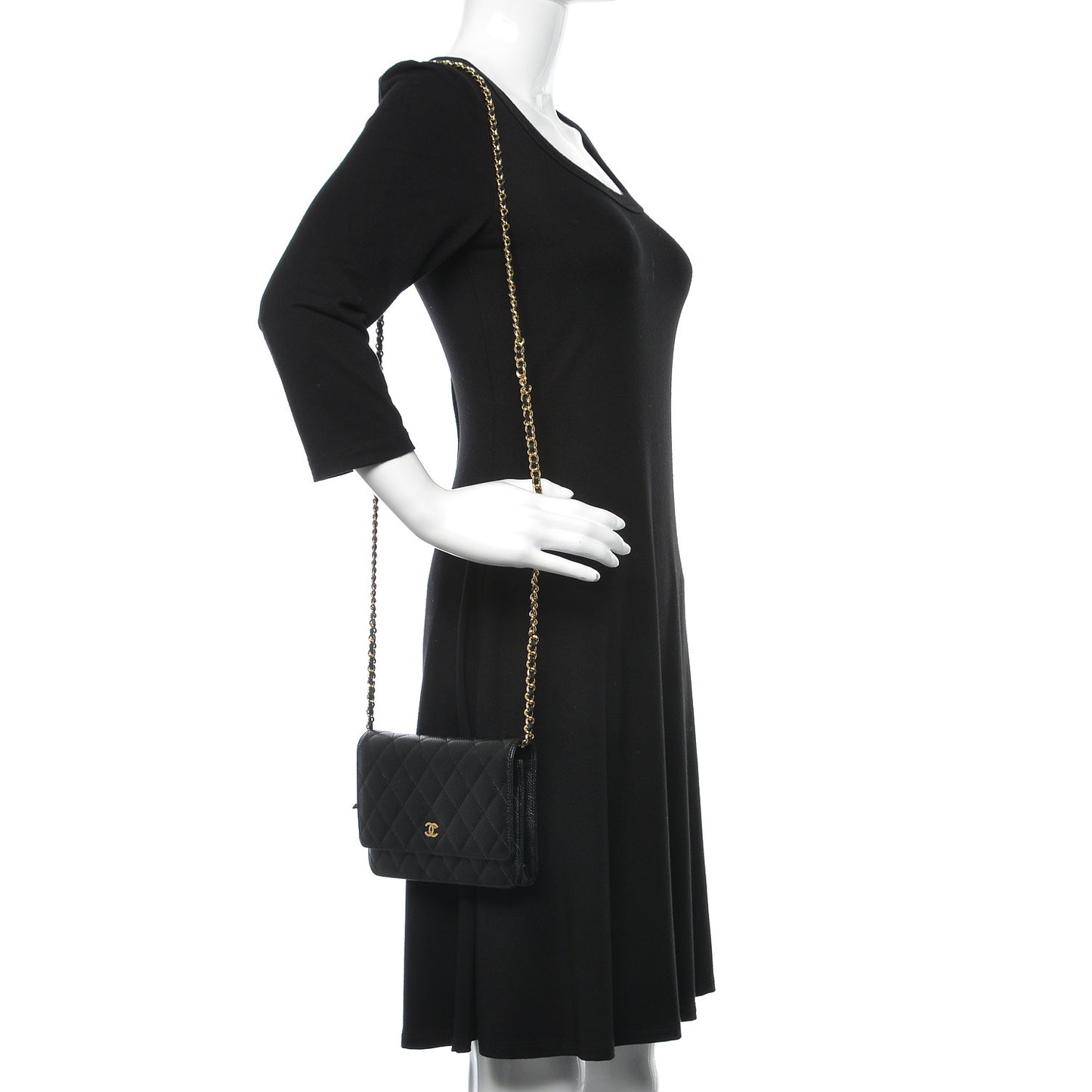Caviar Quilted Wallet On Chain WOC Black
