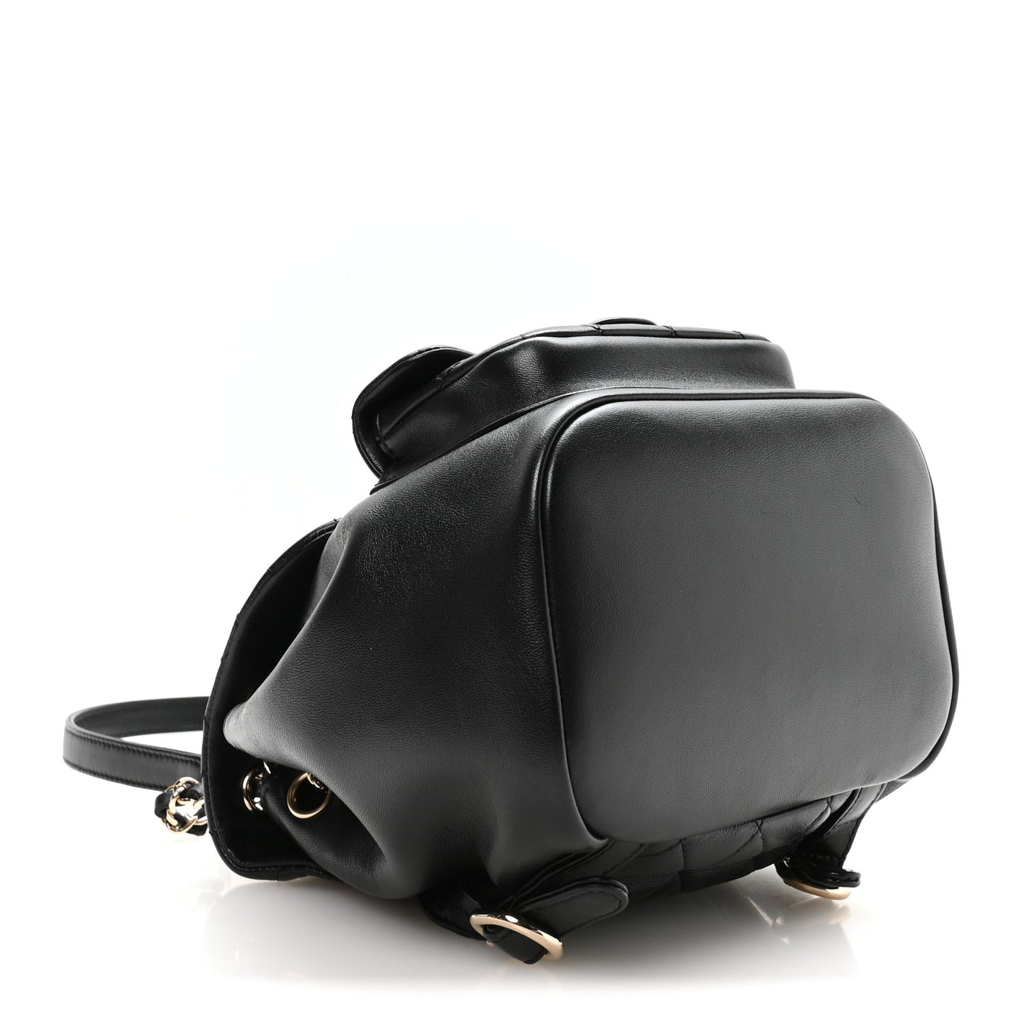 Lambskin Quilted Small Duma Drawstring Backpack Black