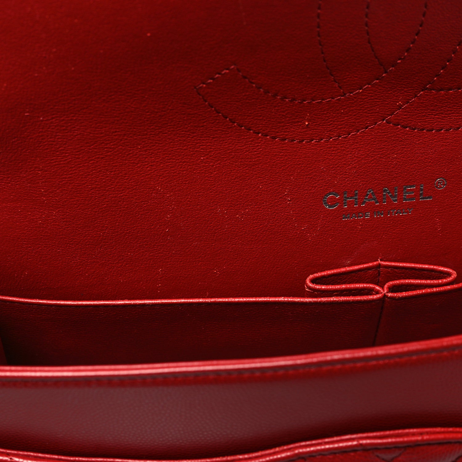 Chanel Caviar Chevron Quilted Jumbo Double Flap Red 11 of 12