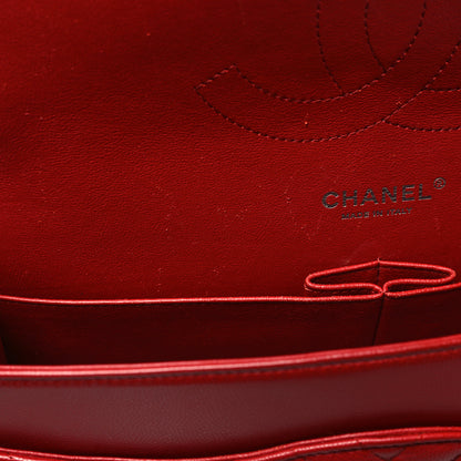 Chanel Caviar Chevron Quilted Jumbo Double Flap Red 11 of 12