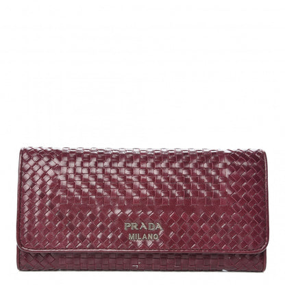 Prada Goatskin Woven Continental Flap Wallet Ribes 1 of 11