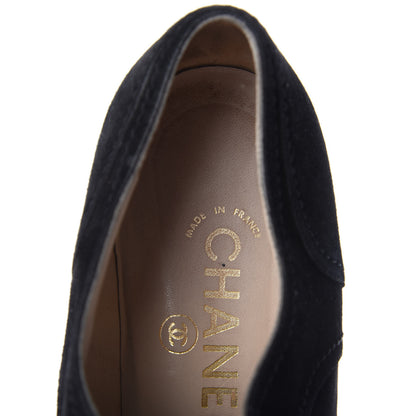 Chanel Suede CC Lace Up Oxford 39.5 Black 9 of 10