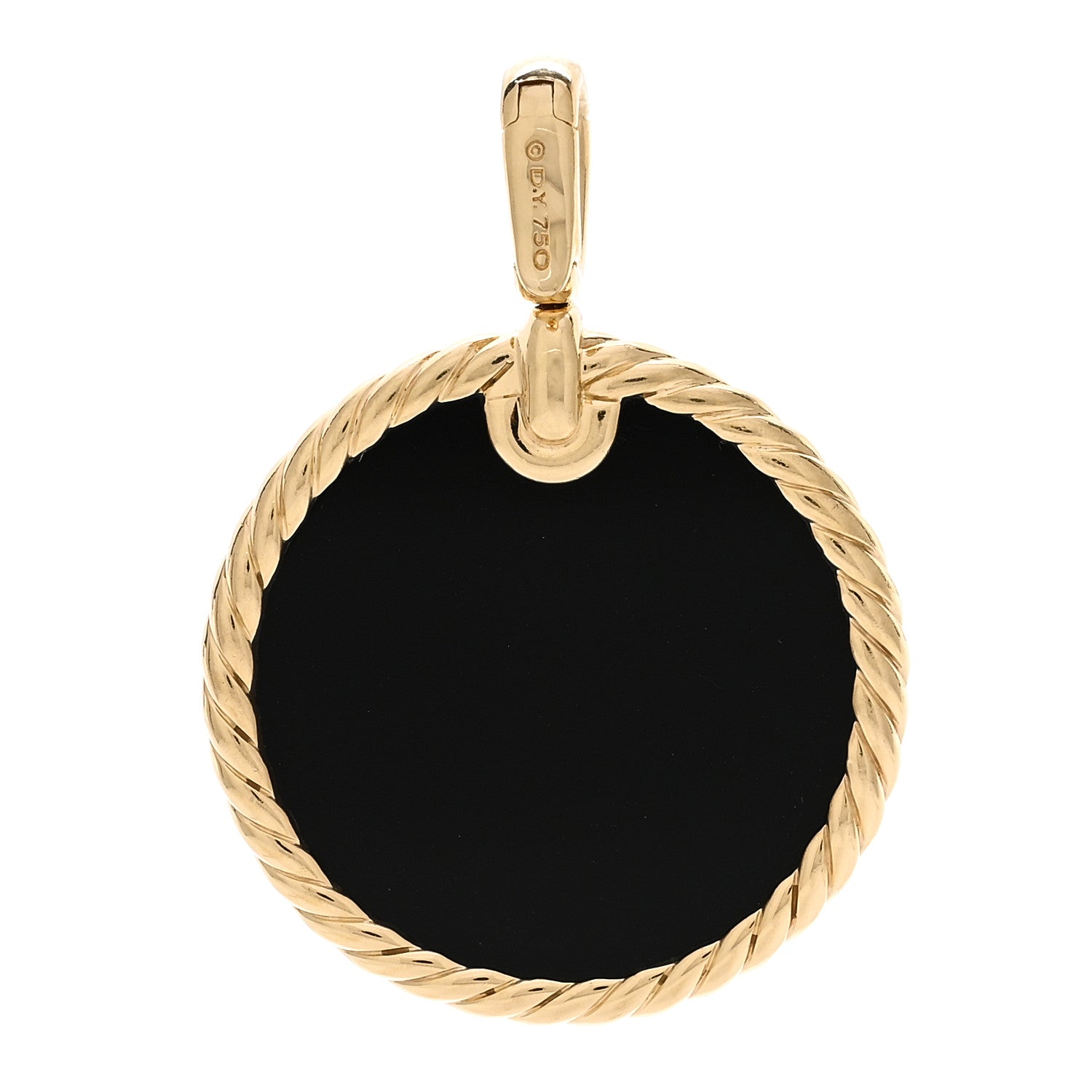David Yurman 18K Yellow Gold Black Onyx Mother of Pearl Elements Disc Pendant 3 of 4