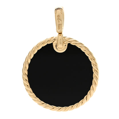 David Yurman 18K Yellow Gold Black Onyx Mother of Pearl Elements Disc Pendant 3 of 4