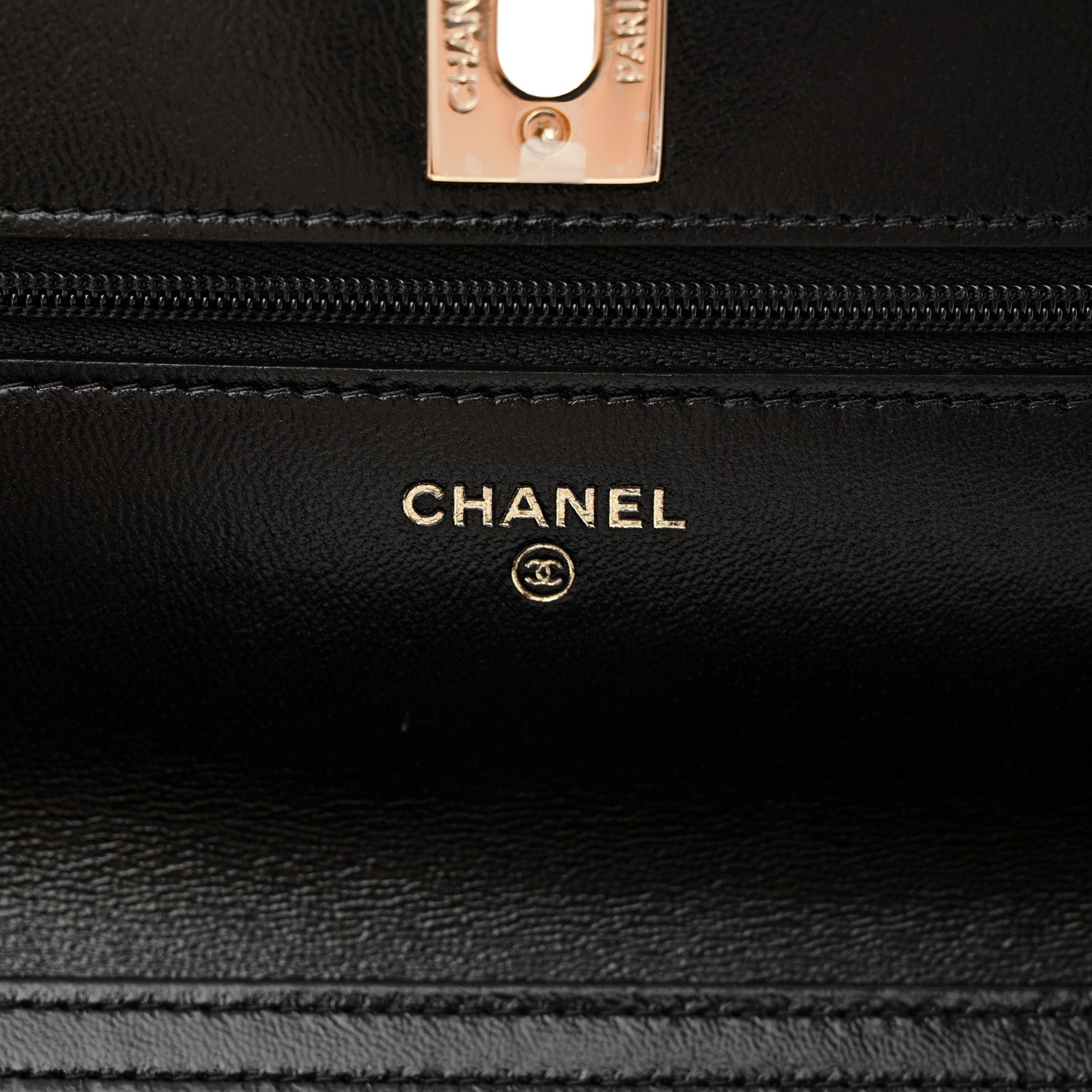 Chanel Shiny Lambskin Quilted Golden Links Wallet On Chain WOC Black 6 of 12