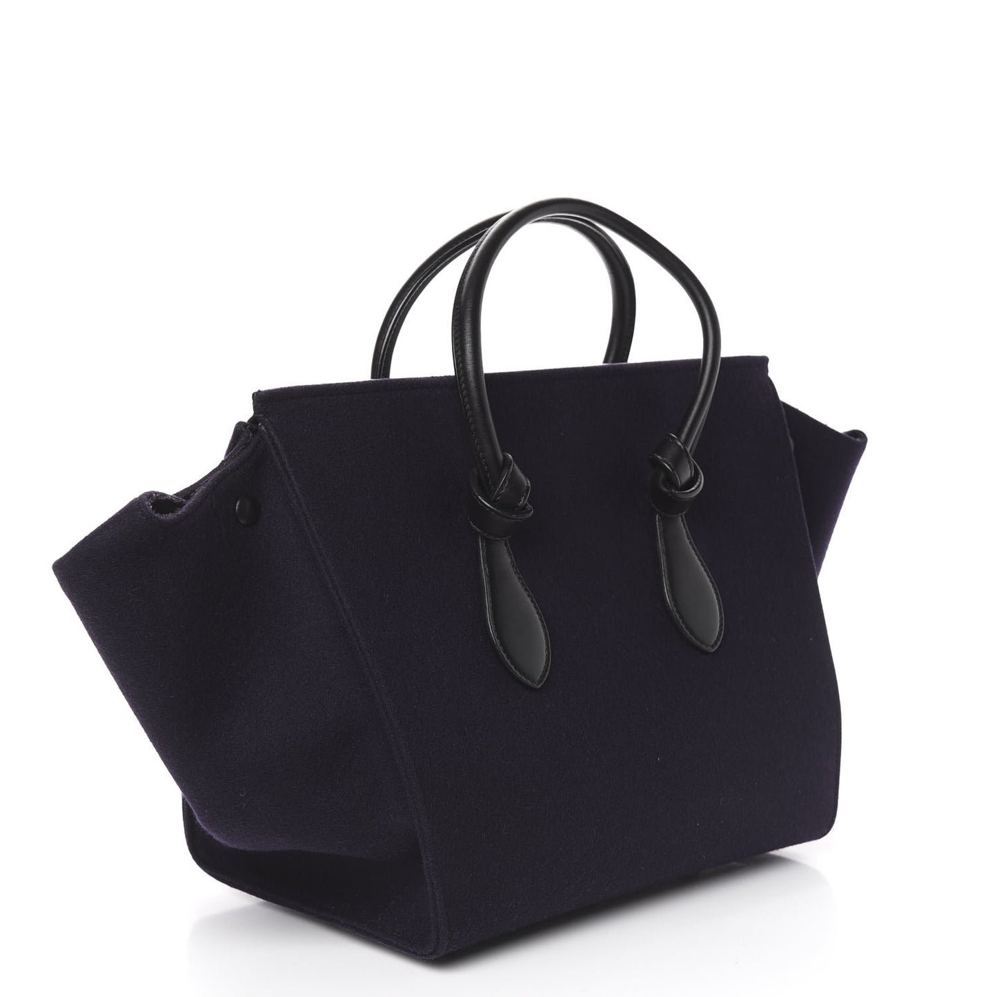 Felt Calfskin Medium Tie Knot Tote Navy