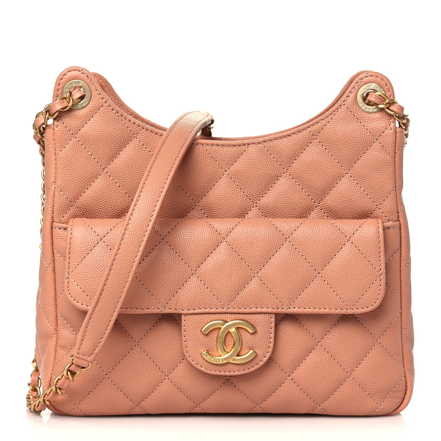 Chanel Caviar Quilted Wavy CC Hobo Beige 1 of 9