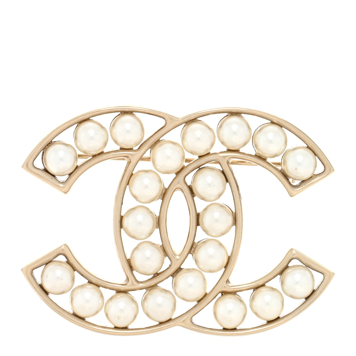 Chanel Pearl CC Brooch Light Gold 1 of 3