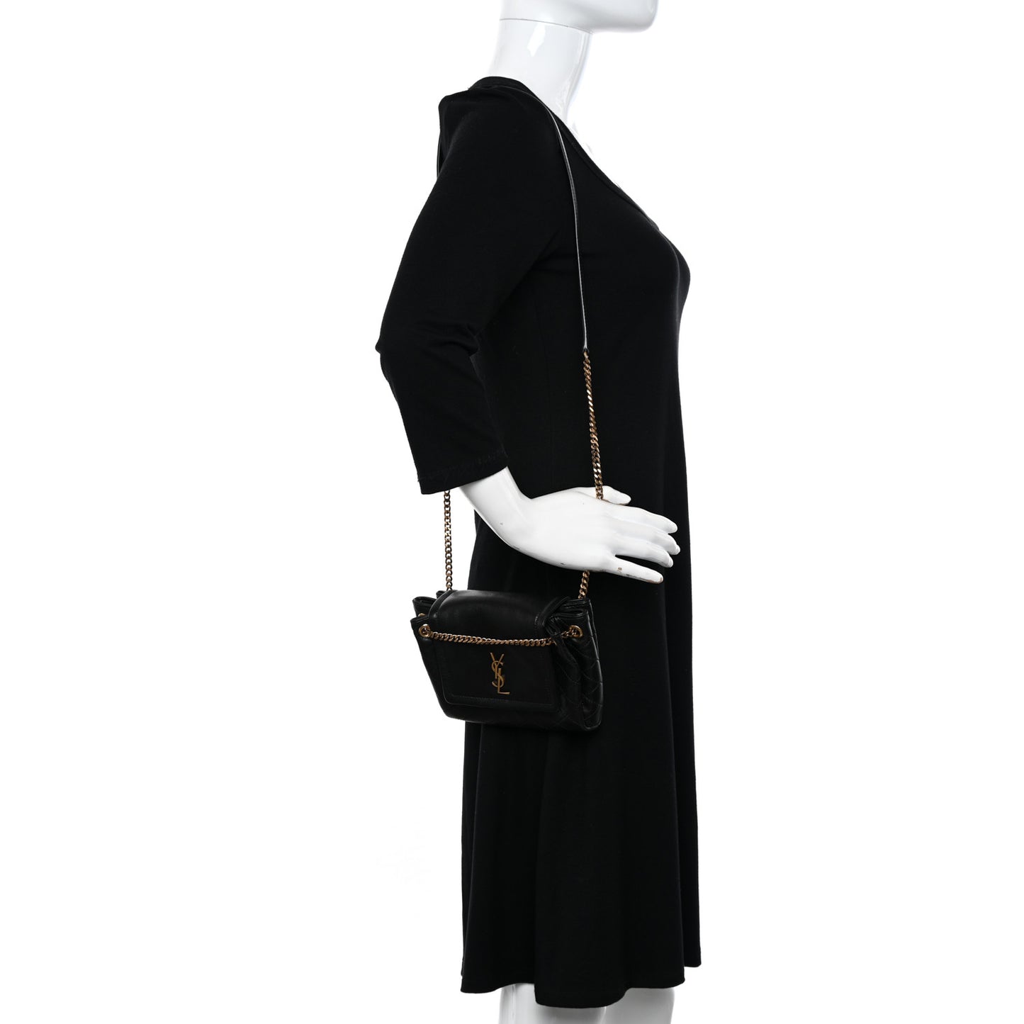 Lambskin Quilted Monogram Mini Nolita Black