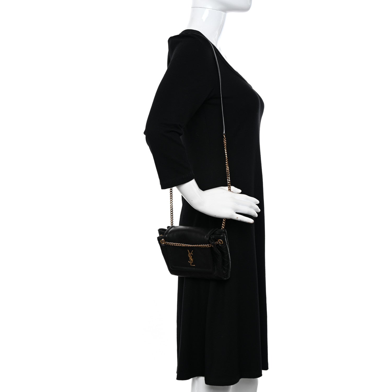 Saint Laurent Lambskin Quilted Monogram Mini Nolita Black 2 of 11