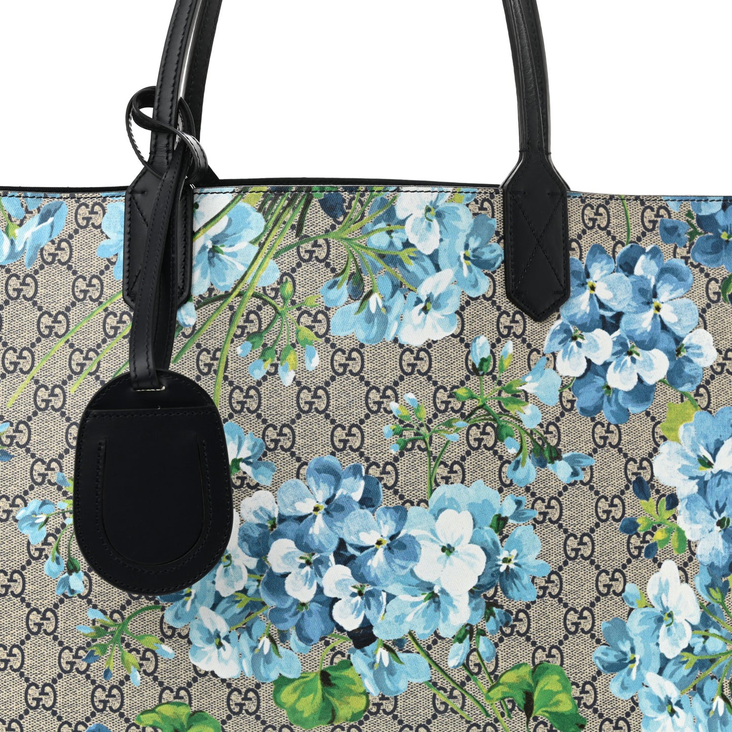 GG Supreme Monogram Blooms Medium Reversible Tote Beige Blue Navy