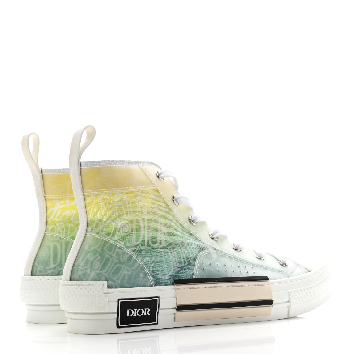 Christian Dior X SHAWN STUSSY Technical Canvas Dior All Over Mens B23 High Top Sneakers 39 Green Beige 4 of 11