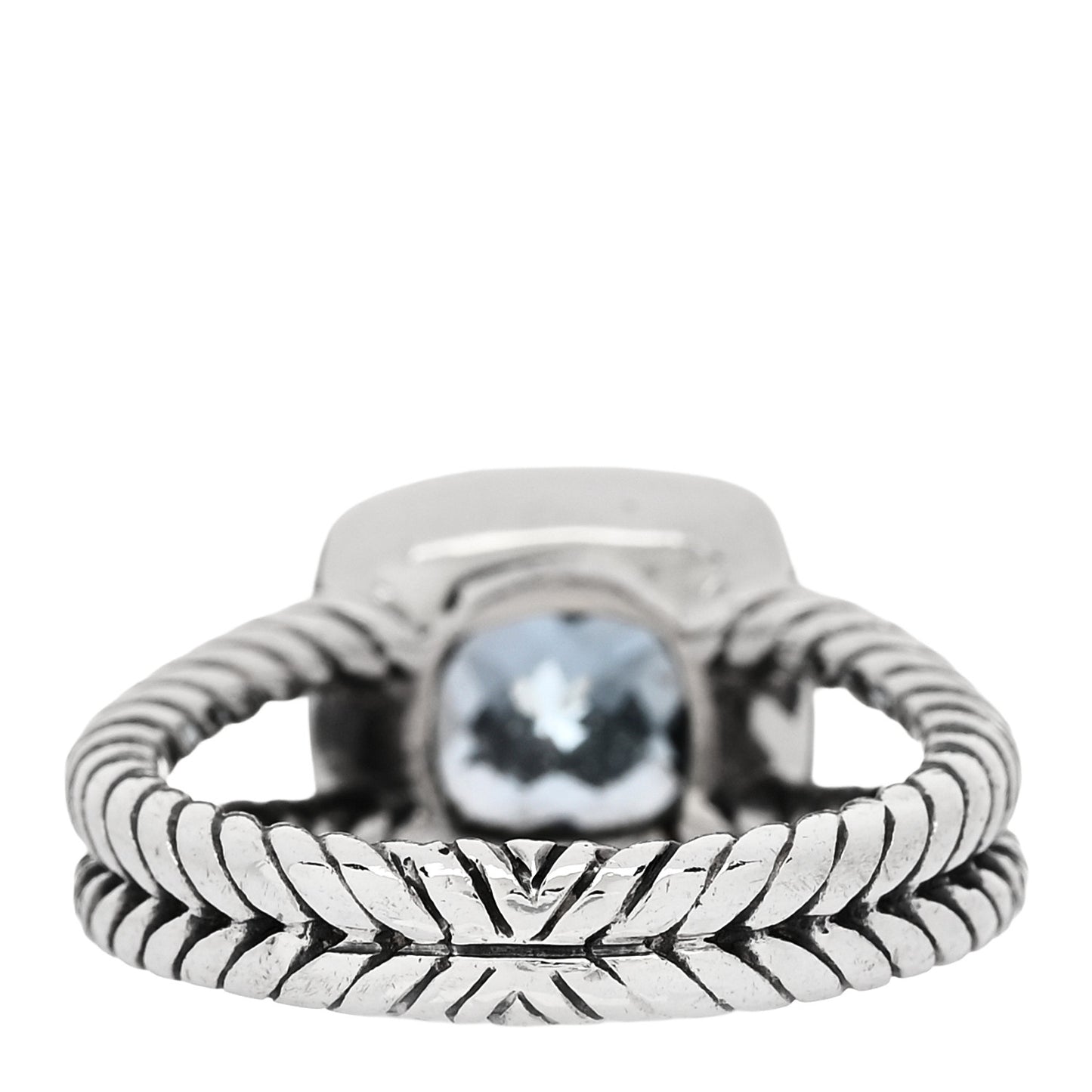 Sterling Silver Diamond Blue Topaz 7mm Petite Albion Ring 53 6.5