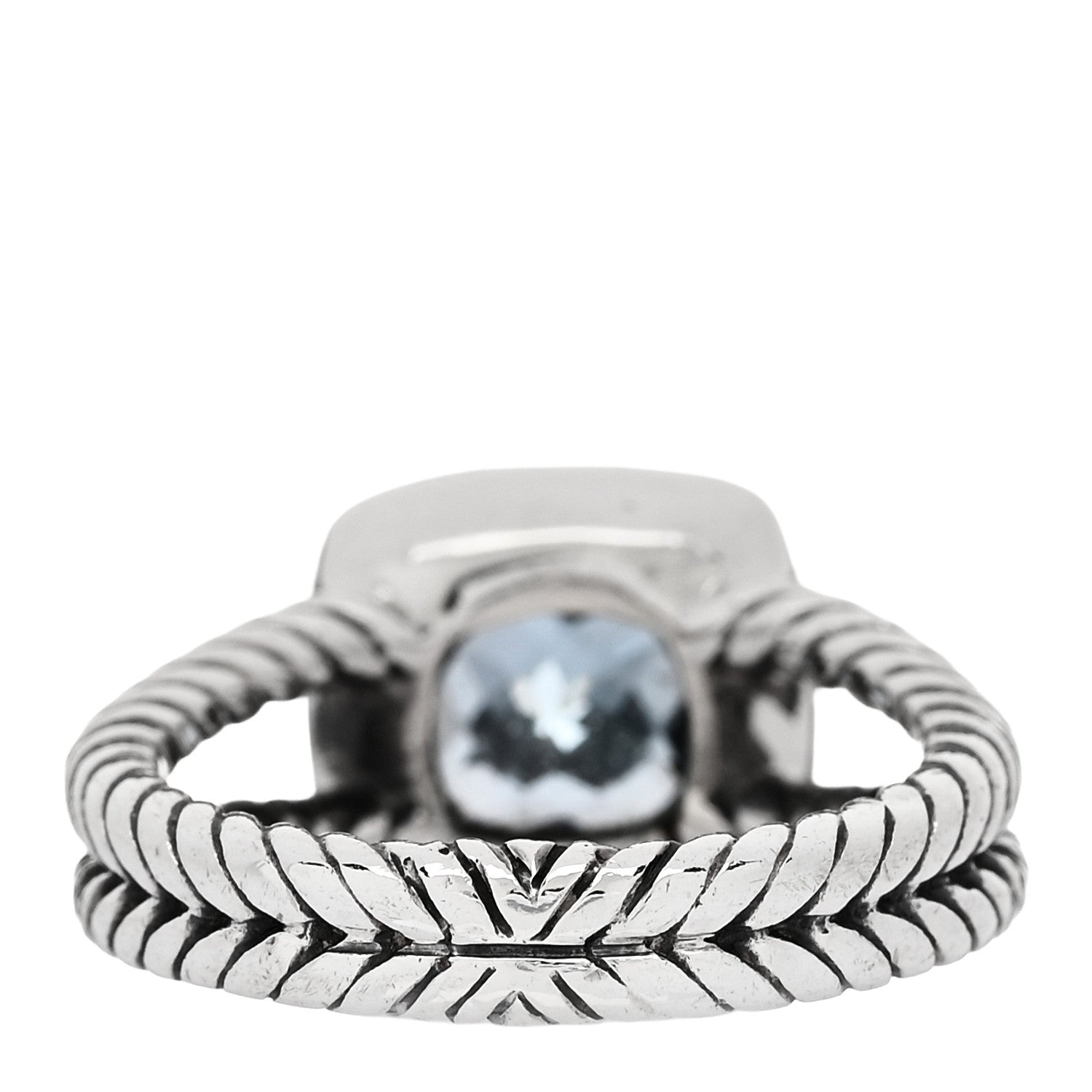 David Yurman Sterling Silver Diamond Blue Topaz 7mm Petite Albion Ring 53 6.5 4 of 5