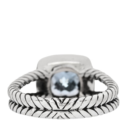 David Yurman Sterling Silver Diamond Blue Topaz 7mm Petite Albion Ring 53 6.5 4 of 5