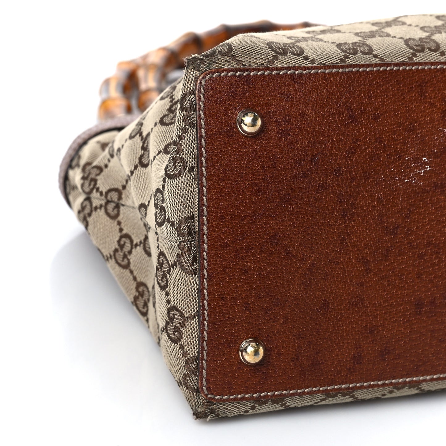 Monogram Bamboo Handle Bag Brown