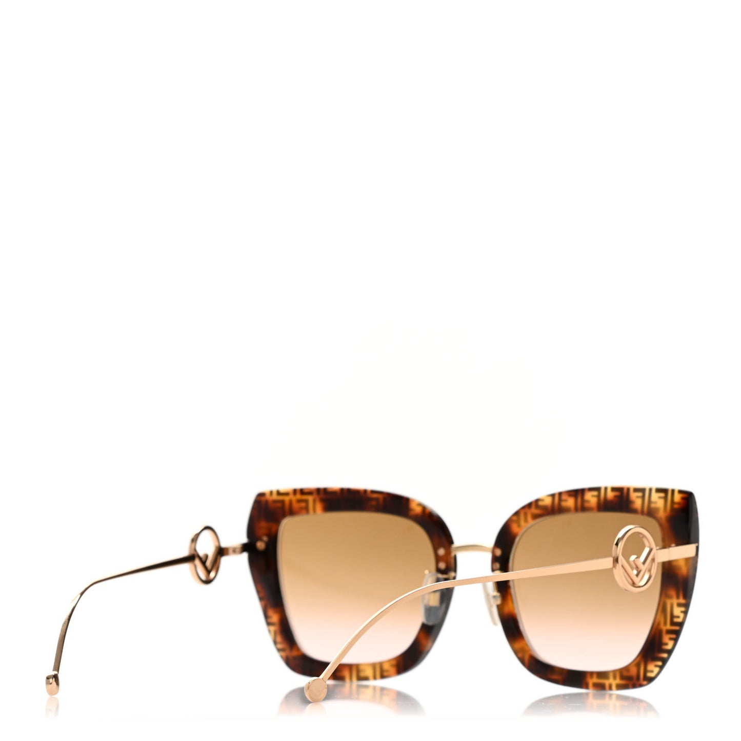 Acetate Metal F is Fendi FF Square Cat Eye Sunglasses FF 0424/F/S Havana