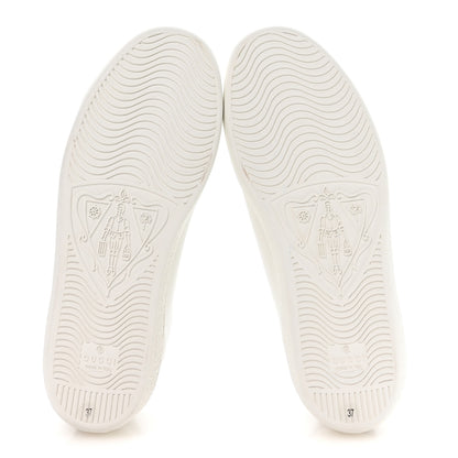 Gucci Calfskin Interlocking G Perforated Womens Ace Sneakers 37 White Grey Sky 6 of 9