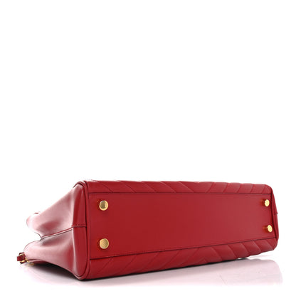Saint Laurent Grain De Poudre Matelasse Chevron Large Monogram Shopping Bag Red 4 of 10