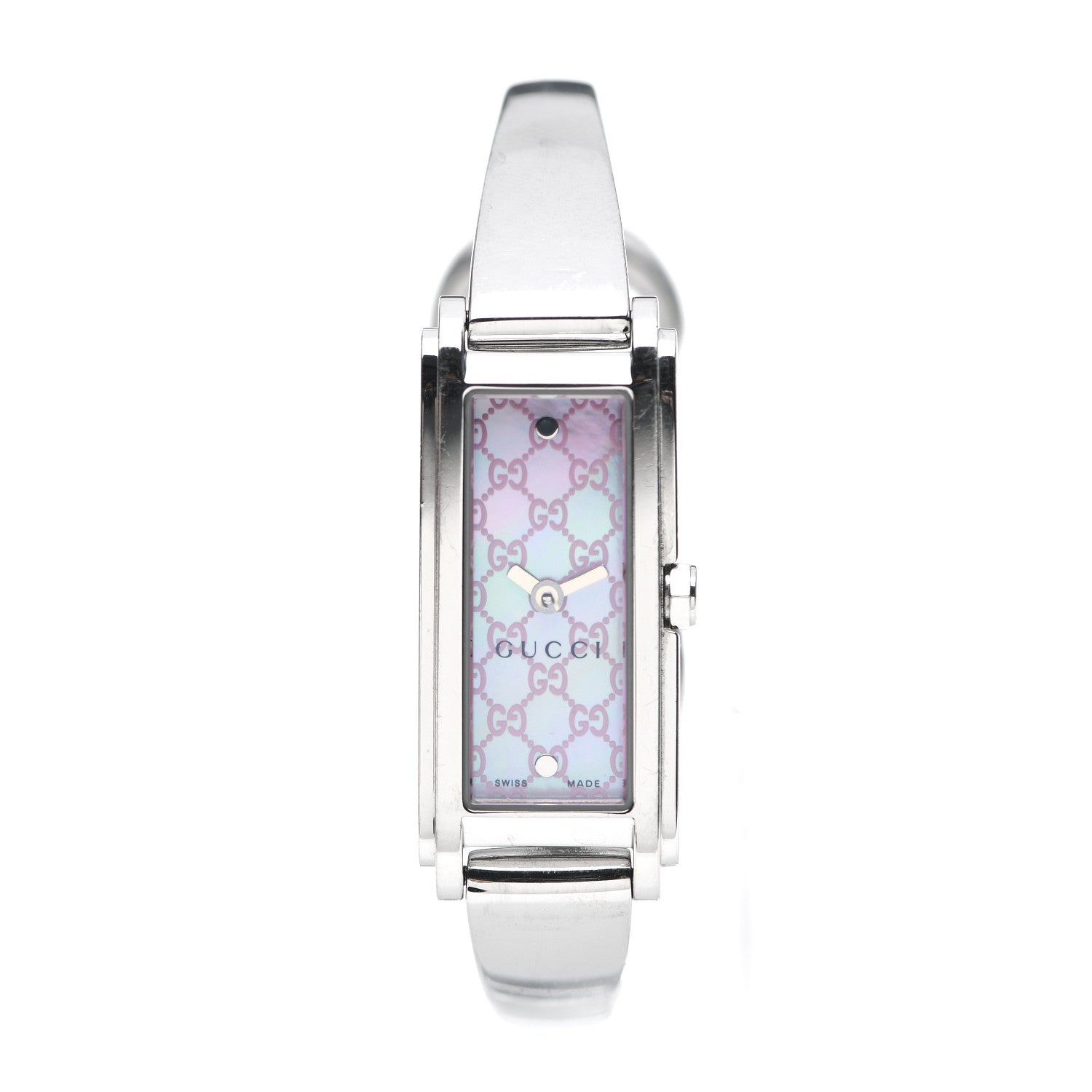 Gucci Stainless Steel Diamond Pink Mother of Pearl 14mm 1500L Horsebit Quartz Watch 1 of 4