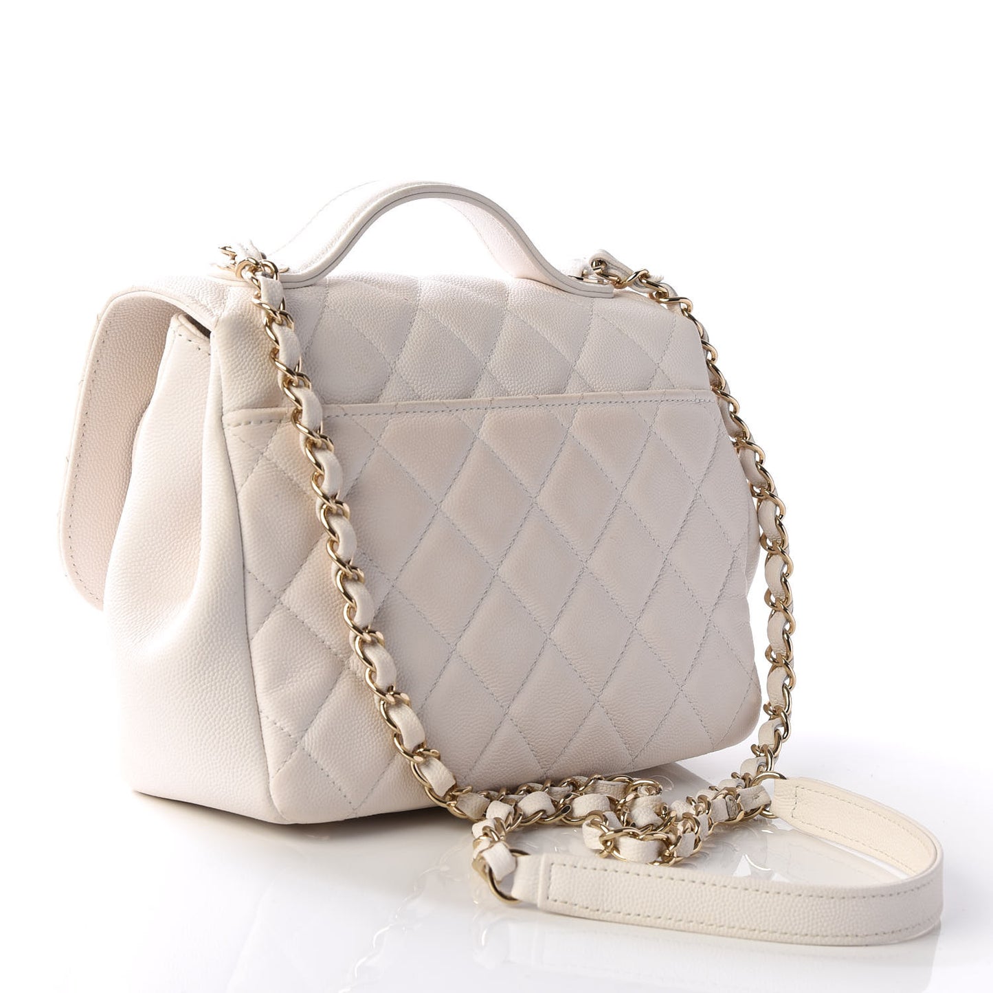 Caviar Quilted Medium Business Affinity Flap White