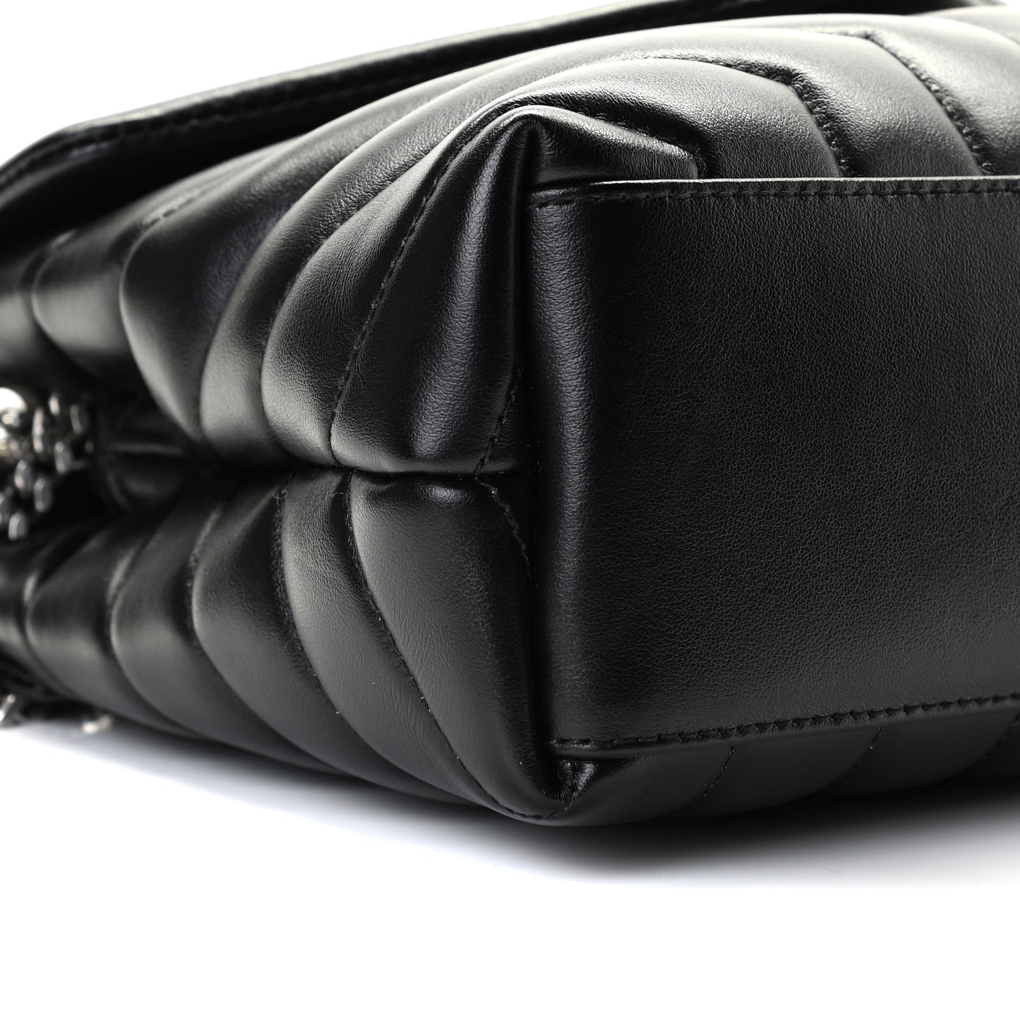 Calfskin Y Quilted Monogram Small Loulou Chain Satchel Black