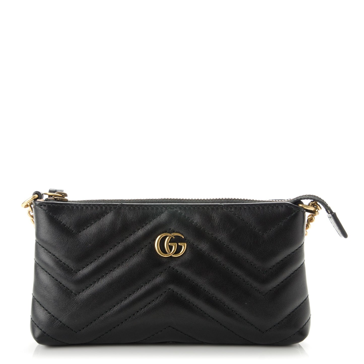 Calfskin Matelasse Mini GG Marmont Chain Bag Black
