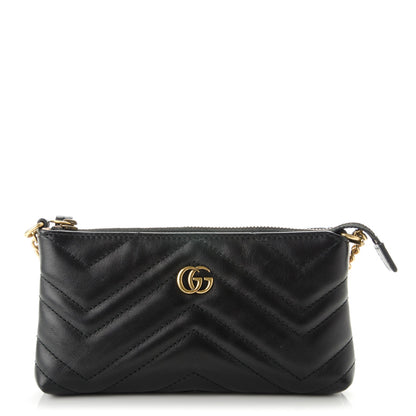 Gucci Calfskin Matelasse Mini GG Marmont Chain Bag Black 1 of 7